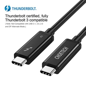 CHOETECH [Zertifiziert] Thunderbolt 3 USB C Kabel(2m) 40Gbps /100W / 5A/ 20V / Aktiv unterstützt 5K UHD Display für 2017/2016 MacBook Pro, LG 5K Ultrafine Display(Nur Thunderbolt 3 Geräte kompatibel) - 3